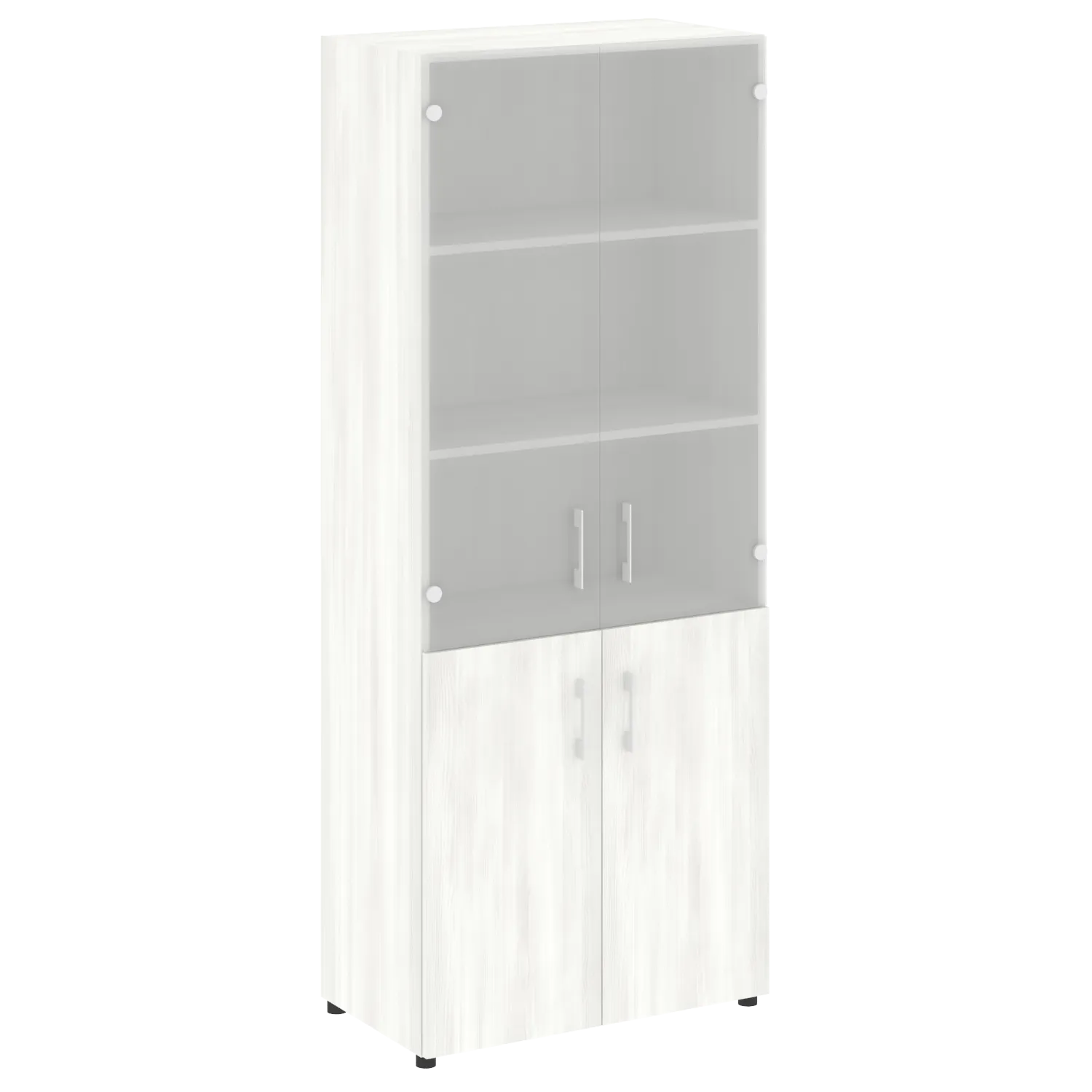 Шкаф высокий широкий (2 низких фасада ЛДСП + 2 средних фасада стекло) Yalta LT.ST-1.2 снежная патина